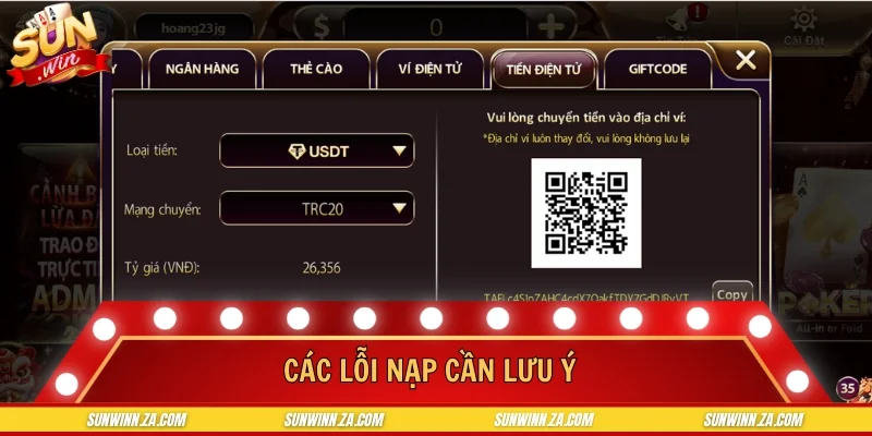 Các lỗi nạp cần lưu ý